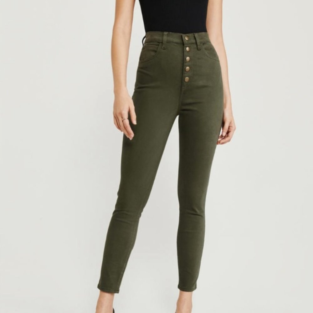 A&F Ultra High Rise Ankle Pants Olive Green